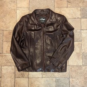 Women's Vintage Maxima Wilson genuine leather jacket with zipper size XL